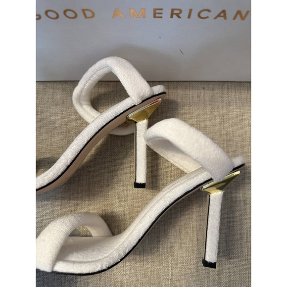Good American Women's White Terry High Heel Slide Sandals Size 10 New In Box - Picture 8 of 11